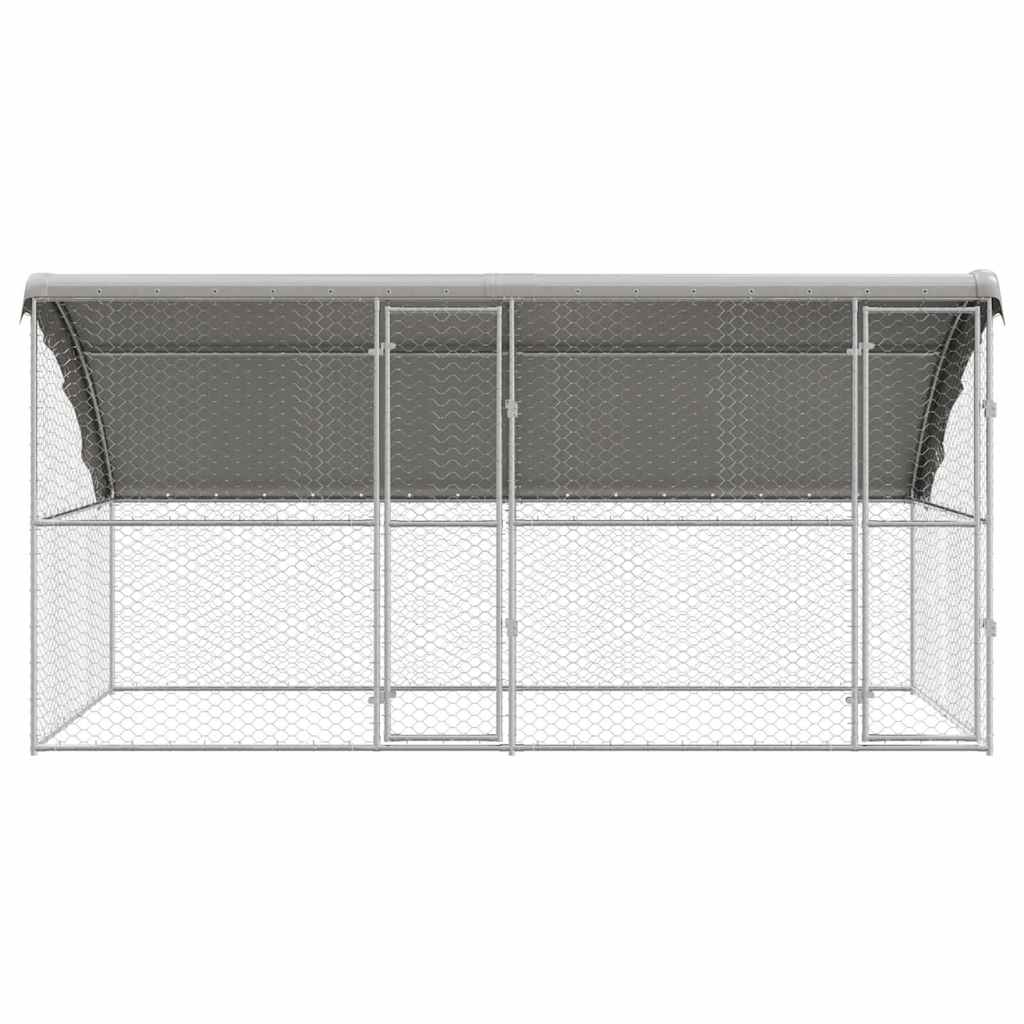 Hundebur med lagring 2 pcs sølv 4 x 2 x 2 m Galvanisert stål