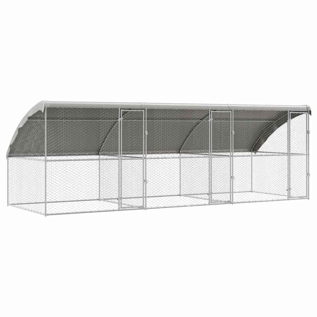 Hundebur med lagring 3 pcs sølv 6 x 2 x 2 m Galvanisert stål