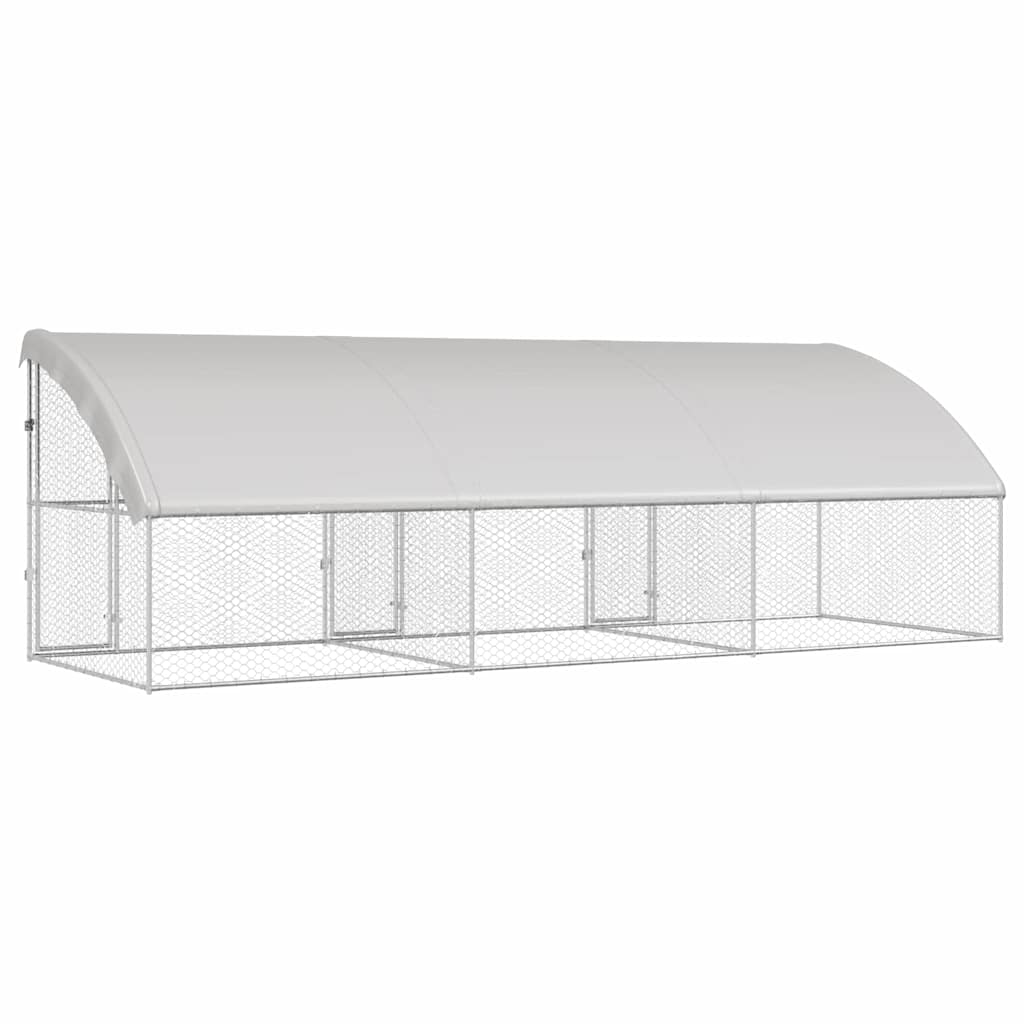 Hundebur med lagring 3 pcs sølv 6 x 2 x 2 m Galvanisert stål