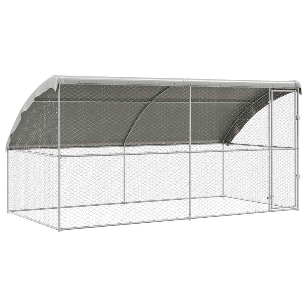 Hundebur med lagring 2 pcs sølv 4 x 2 x 2 m Galvanisert stål