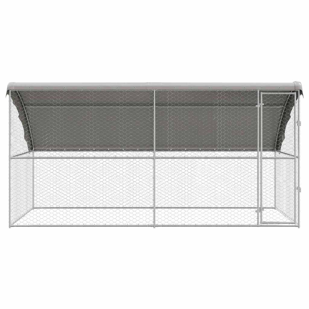 Hundebur med lagring 2 pcs sølv 4 x 2 x 2 m Galvanisert stål