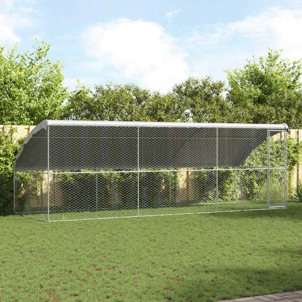 Hundebur med lagring 3 pcs sølv 6 x 2 x 2 m Galvanisert stål