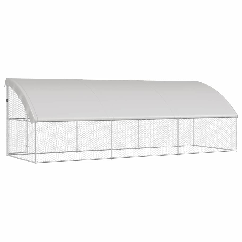Hundebur med lagring 3 pcs sølv 6 x 2 x 2 m Galvanisert stål