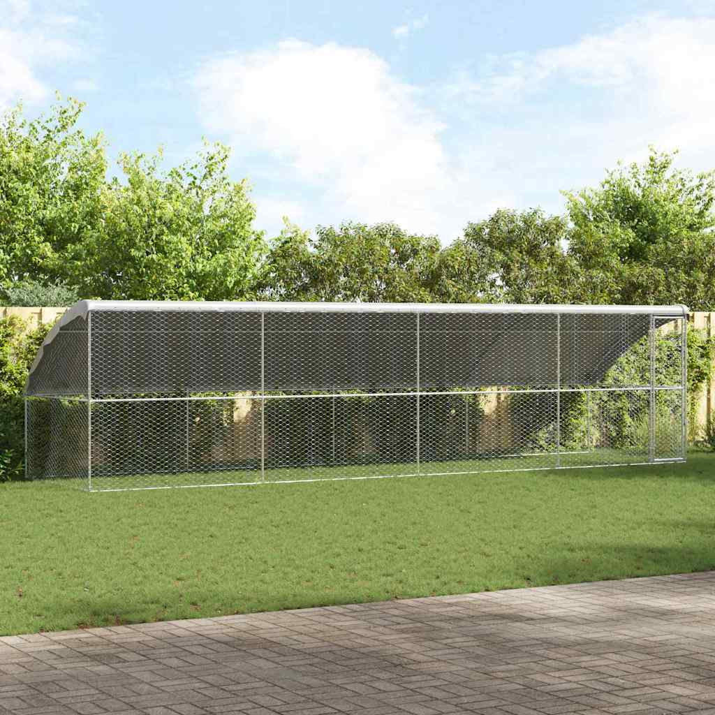 Hundebur med lagring 4 pcs sølv 8 x 2 x 2 m Galvanisert stål