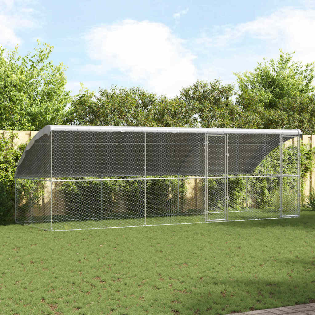 Hundebur med lagring 3 pcs sølv 6 x 2 x 2 m Galvanisert stål