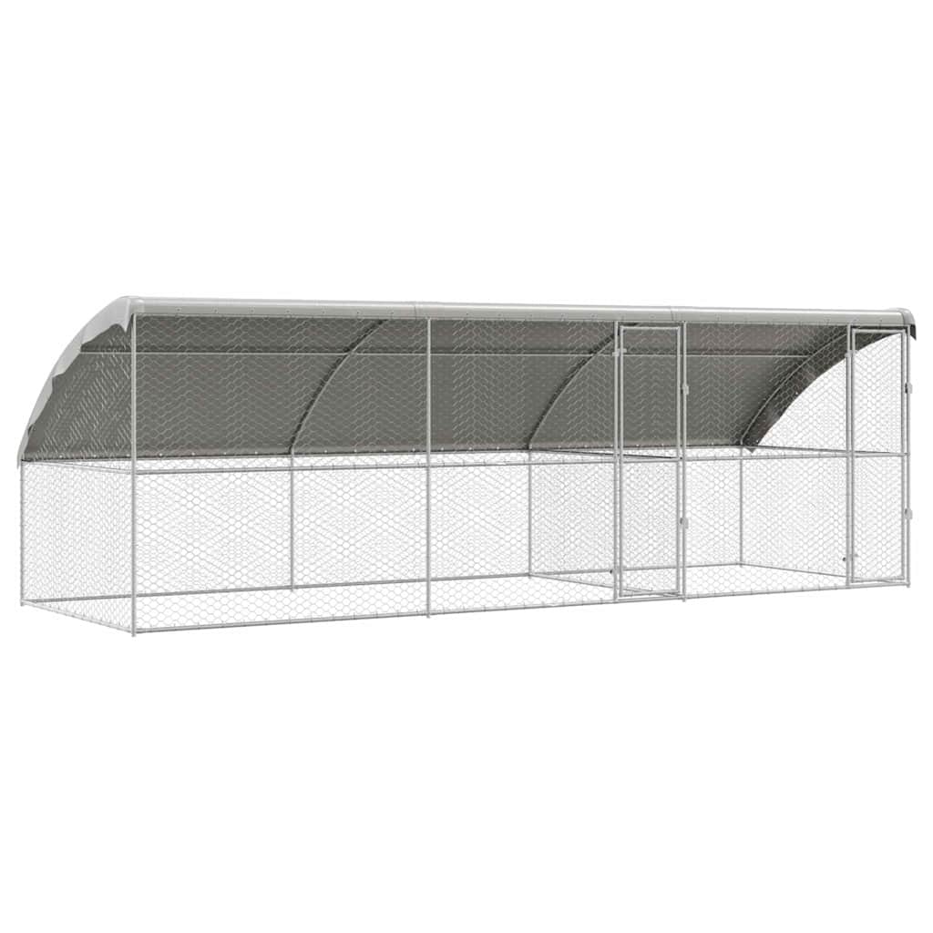 Hundebur med lagring 3 pcs sølv 6 x 2 x 2 m Galvanisert stål