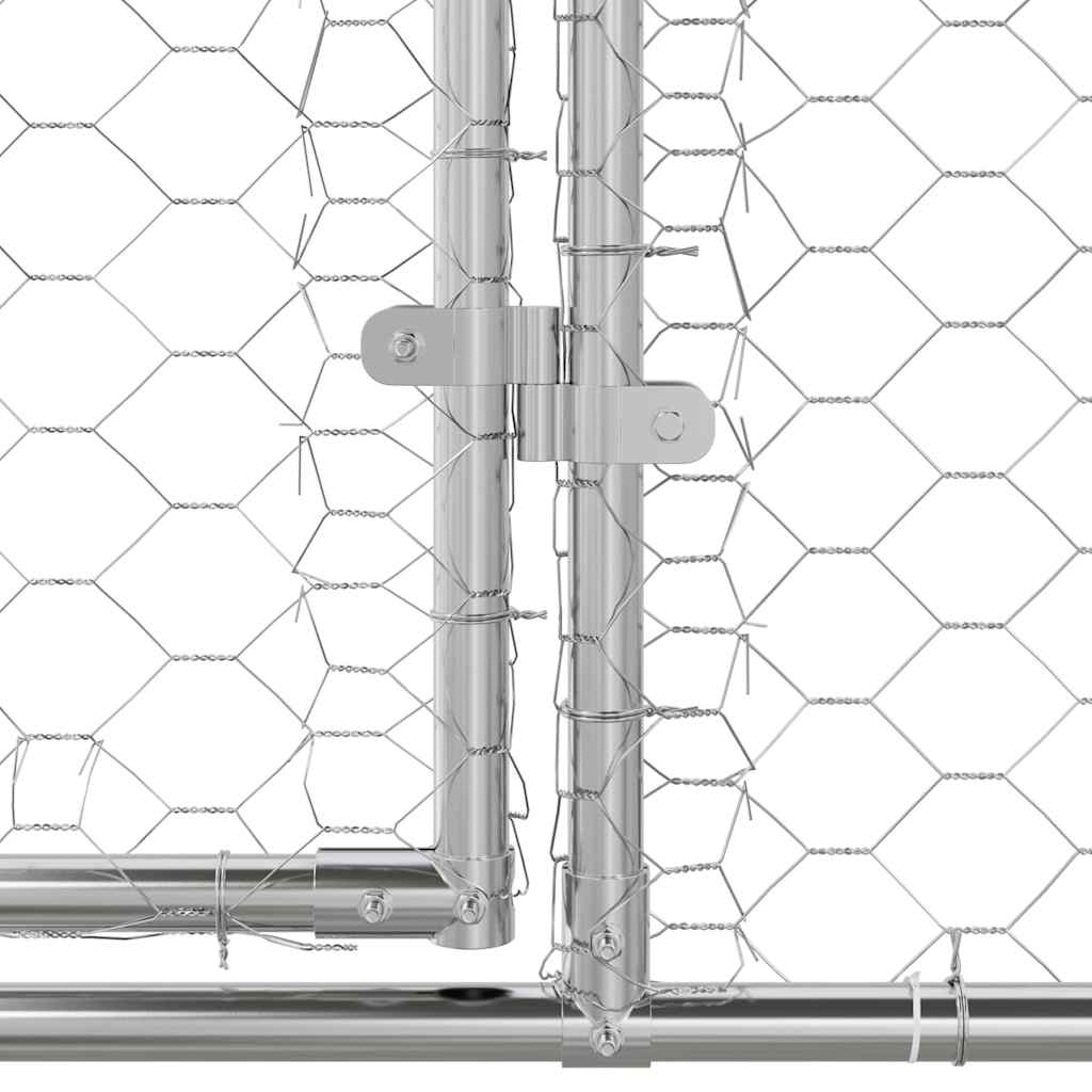 Hundebur med lagring 4 pcs sølv 8 x 2 x 2 m Galvanisert stål