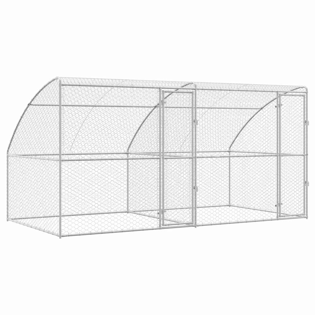Hundebur med lagring 2 pcs sølv 4 x 2 x 2 m Galvanisert stål