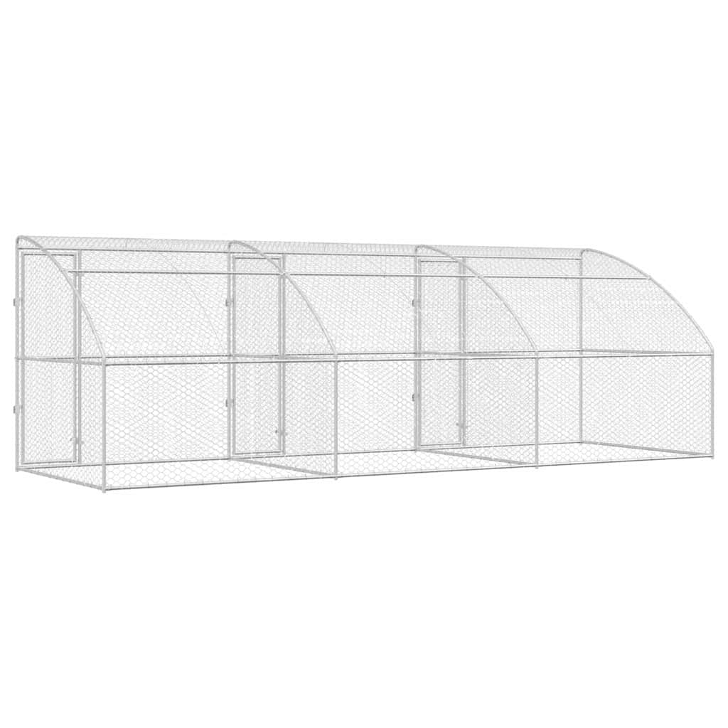 Hundebur med lagring 3 pcs sølv 6 x 2 x 2 m Galvanisert stål