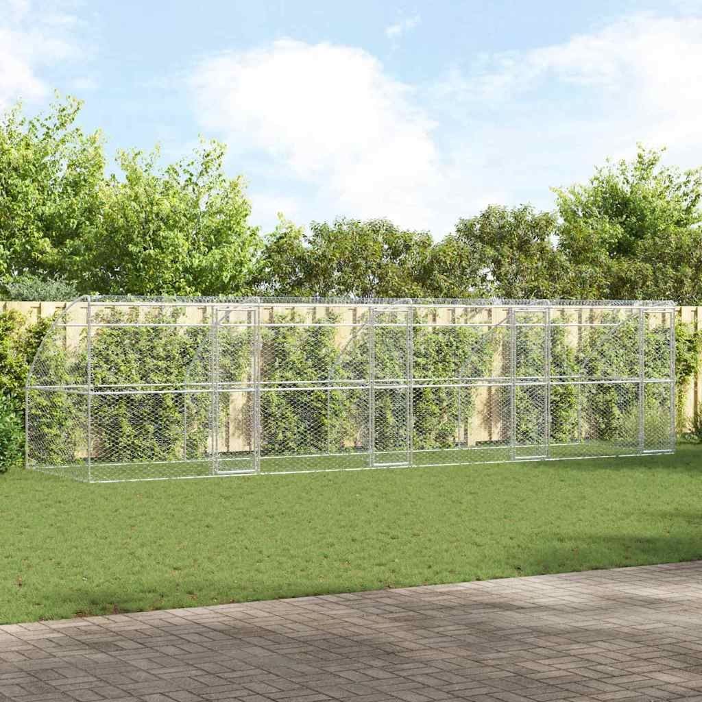 Hundebur med lagring 4 pcs sølv 8 x 2 x 2 m Galvanisert stål