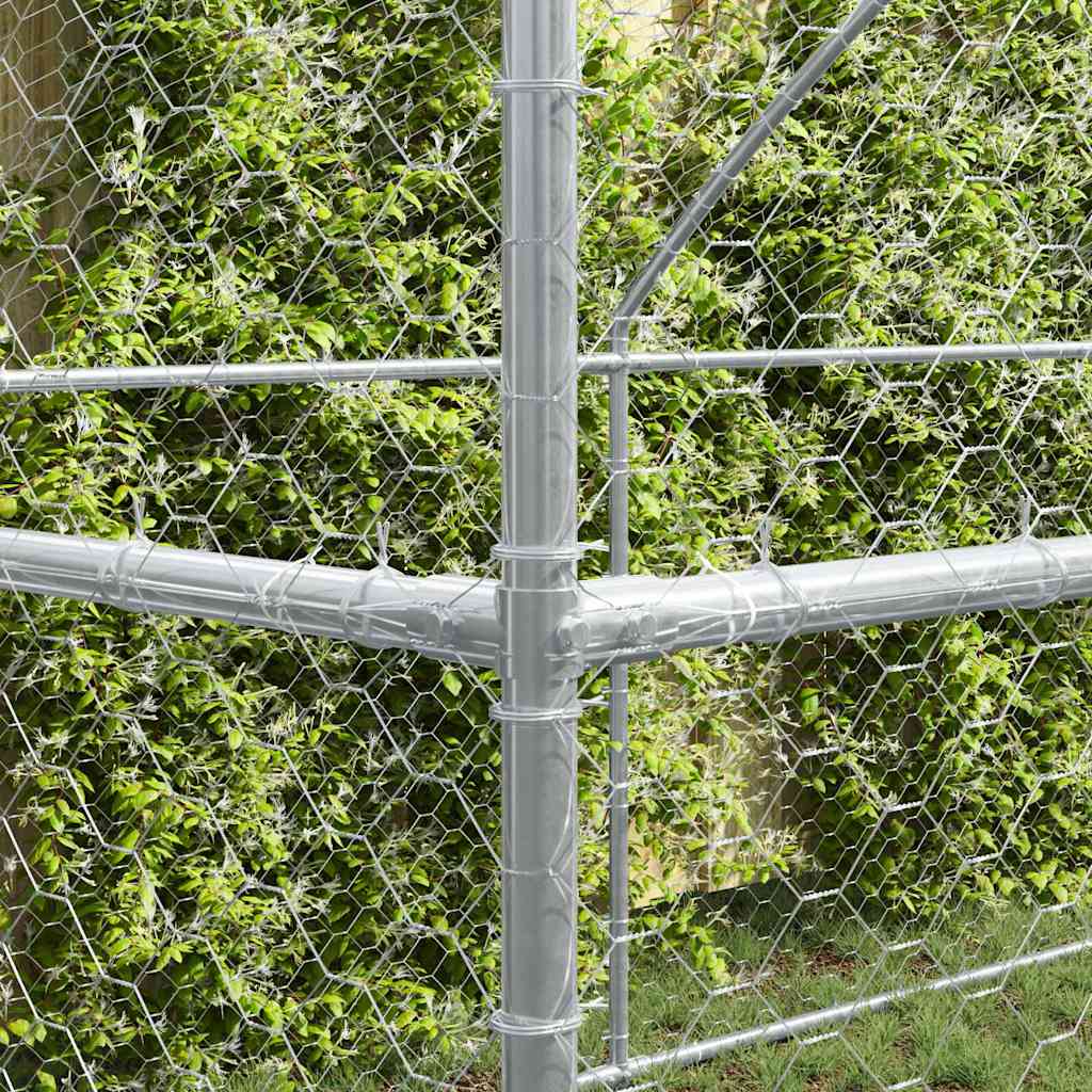 Hundebur med lagring 2 pcs sølv 4 x 2 x 2 m Galvanisert stål