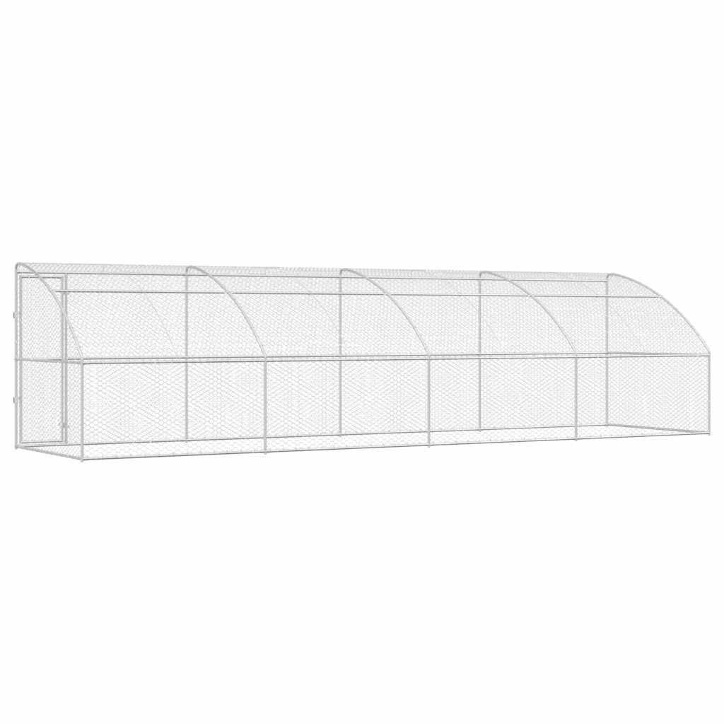 Hundebur med lagring 4 pcs sølv 8 x 2 x 2 m Galvanisert stål