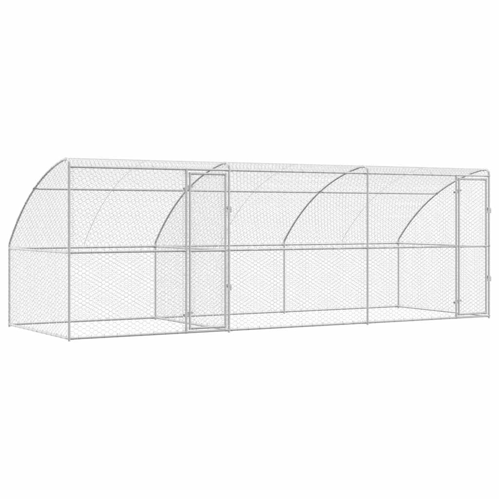 Hundebur med lagring 3 pcs sølv 6 x 2 x 2 m Galvanisert stål