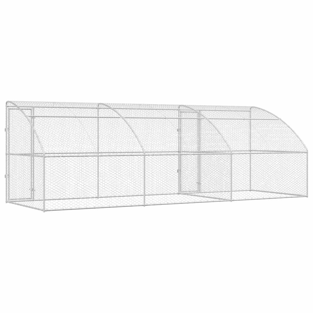 Hundebur med lagring 3 pcs sølv 6 x 2 x 2 m Galvanisert stål