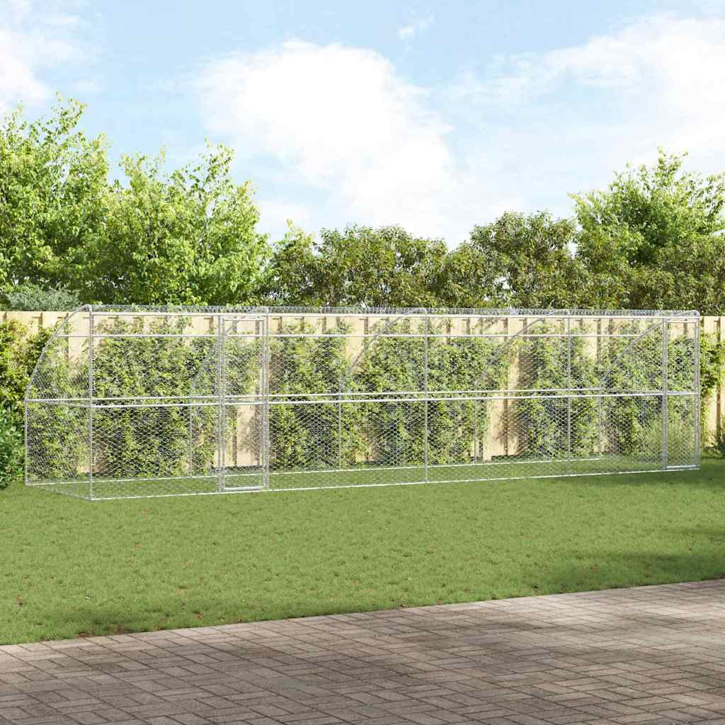 Hundebur med lagring 4 pcs sølv 8 x 2 x 2 m Galvanisert stål