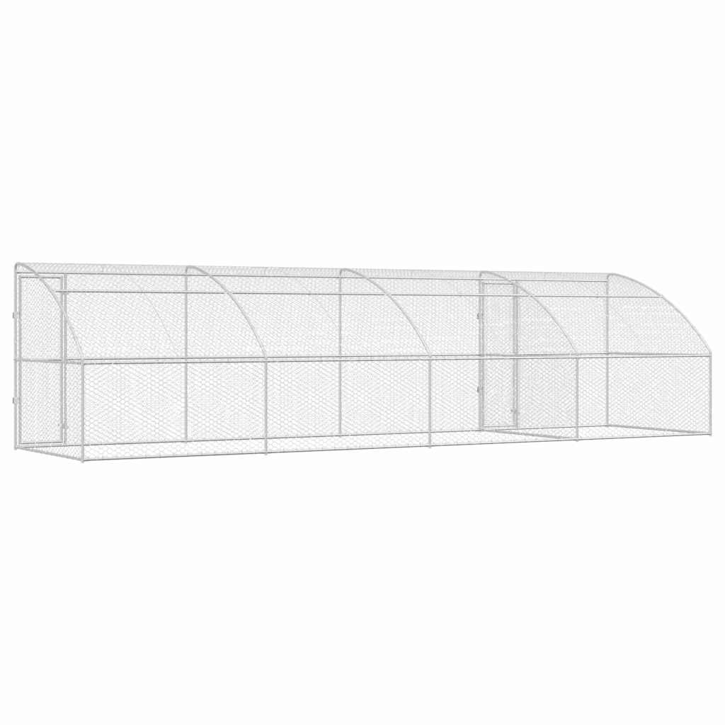Hundebur med lagring 4 pcs sølv 8 x 2 x 2 m Galvanisert stål