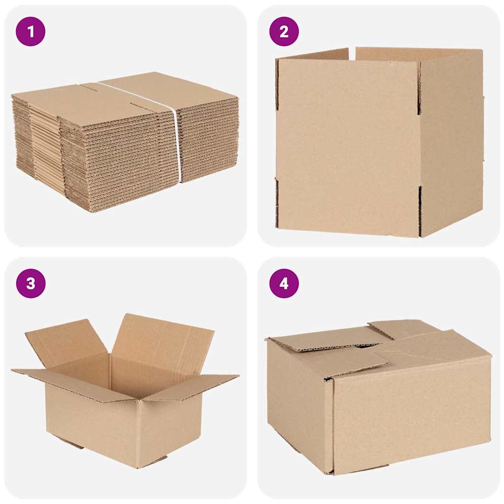 Sammenleggbar boks 50 pcs Naturlig 20 x 15 x 10 cm Papp
