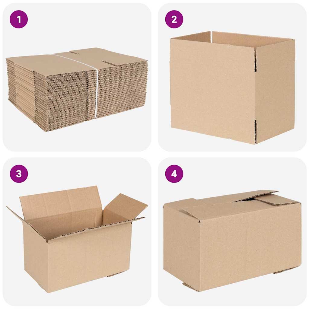 Sammenleggbar boks 50 pcs Naturlig 24 x 13 x 13 cm Papp