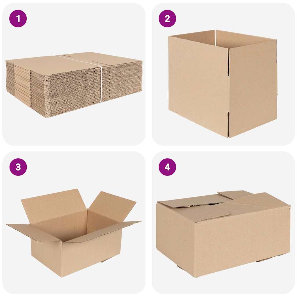 Sammenleggbar boks 50 pcs Naturlig 30 x 21,5 x 14 cm Papp