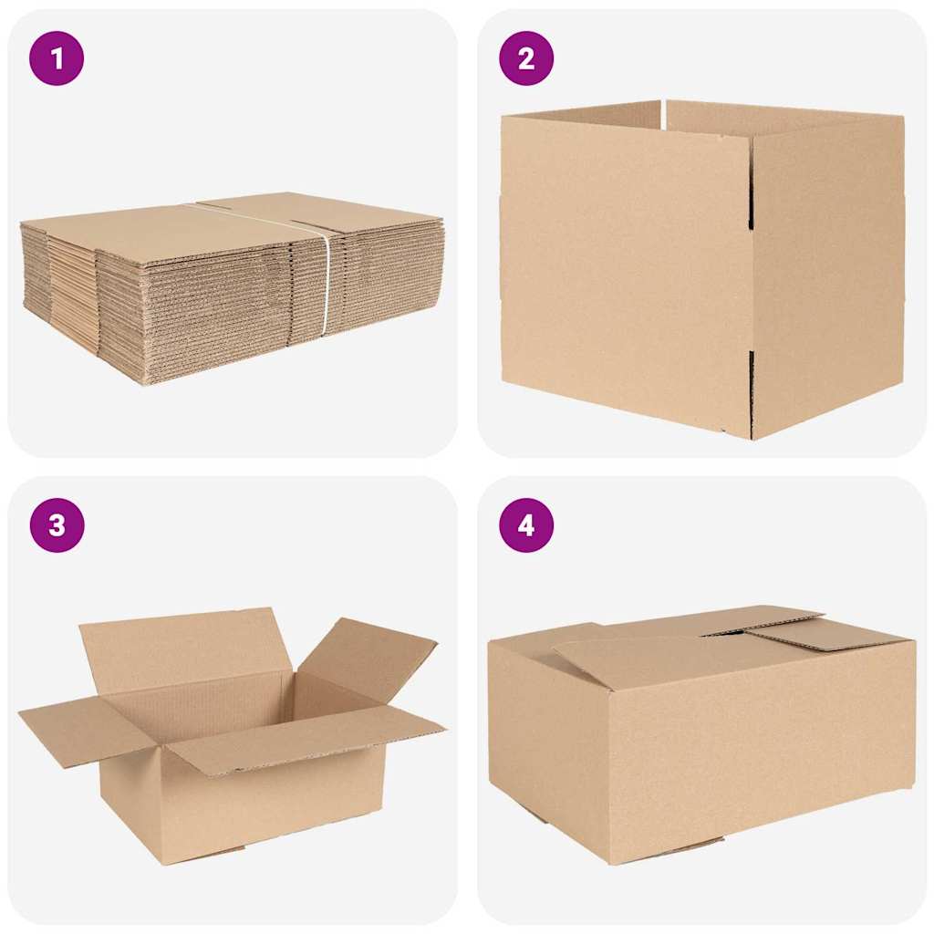 Sammenleggbar boks 50 pcs Naturlig 35 x 24 x 15 cm Papp