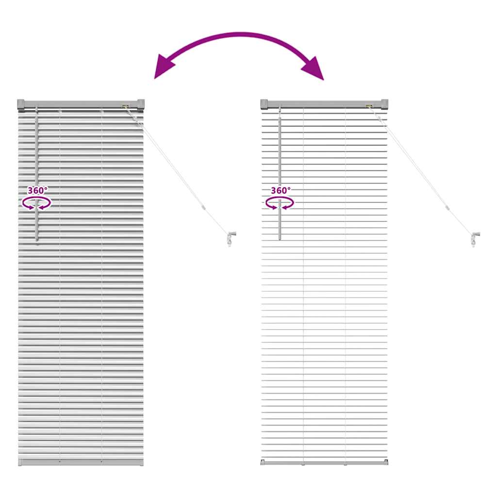 Vindu Persienne med gardiner sølv Aluminium