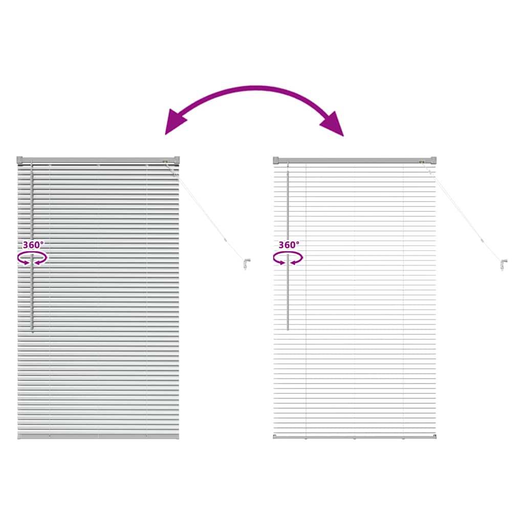 Vindu Persienne med gardiner sølv Aluminium