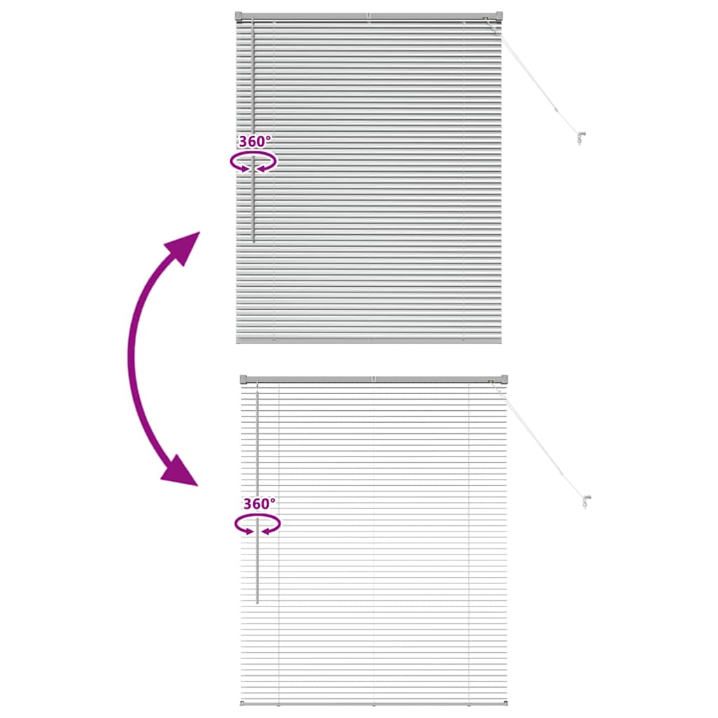Vindu Persienne med gardiner sølv Aluminium