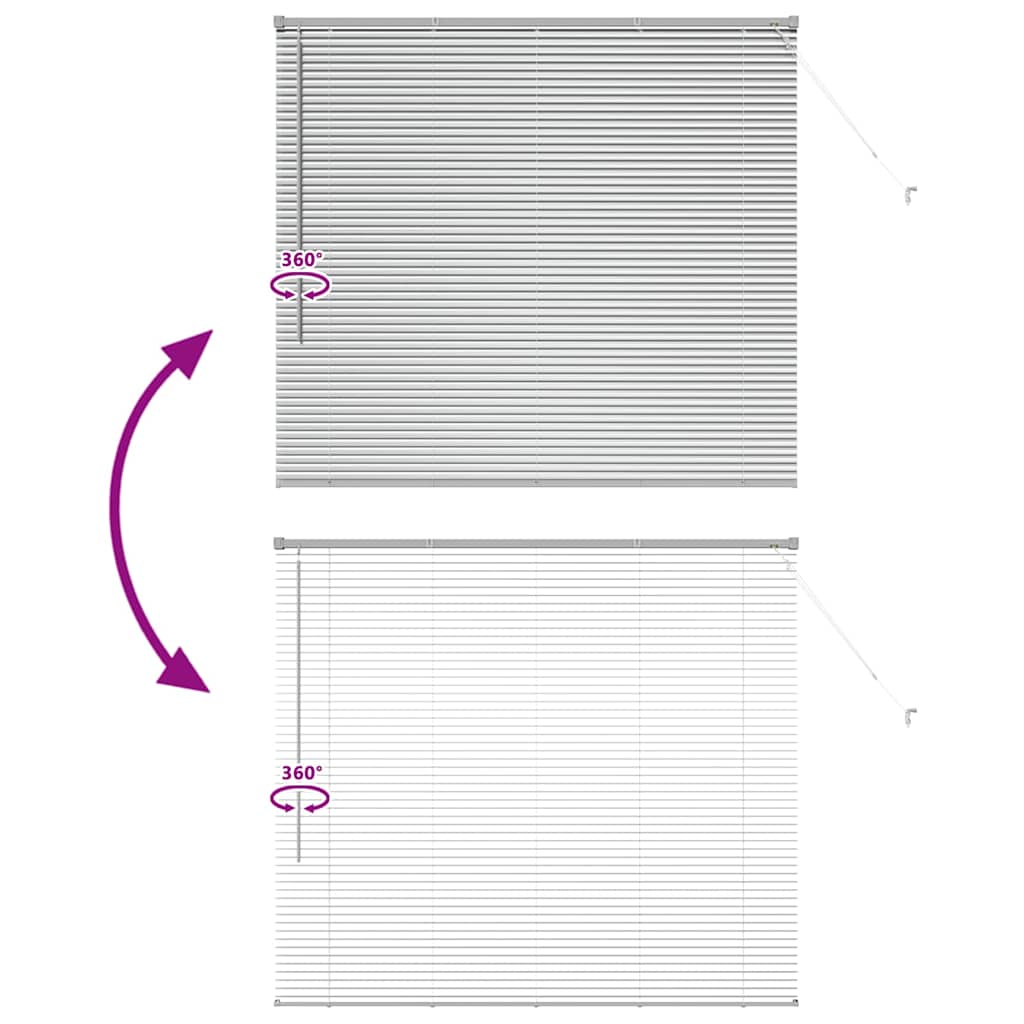 Vindu Persienne med gardiner sølv Aluminium