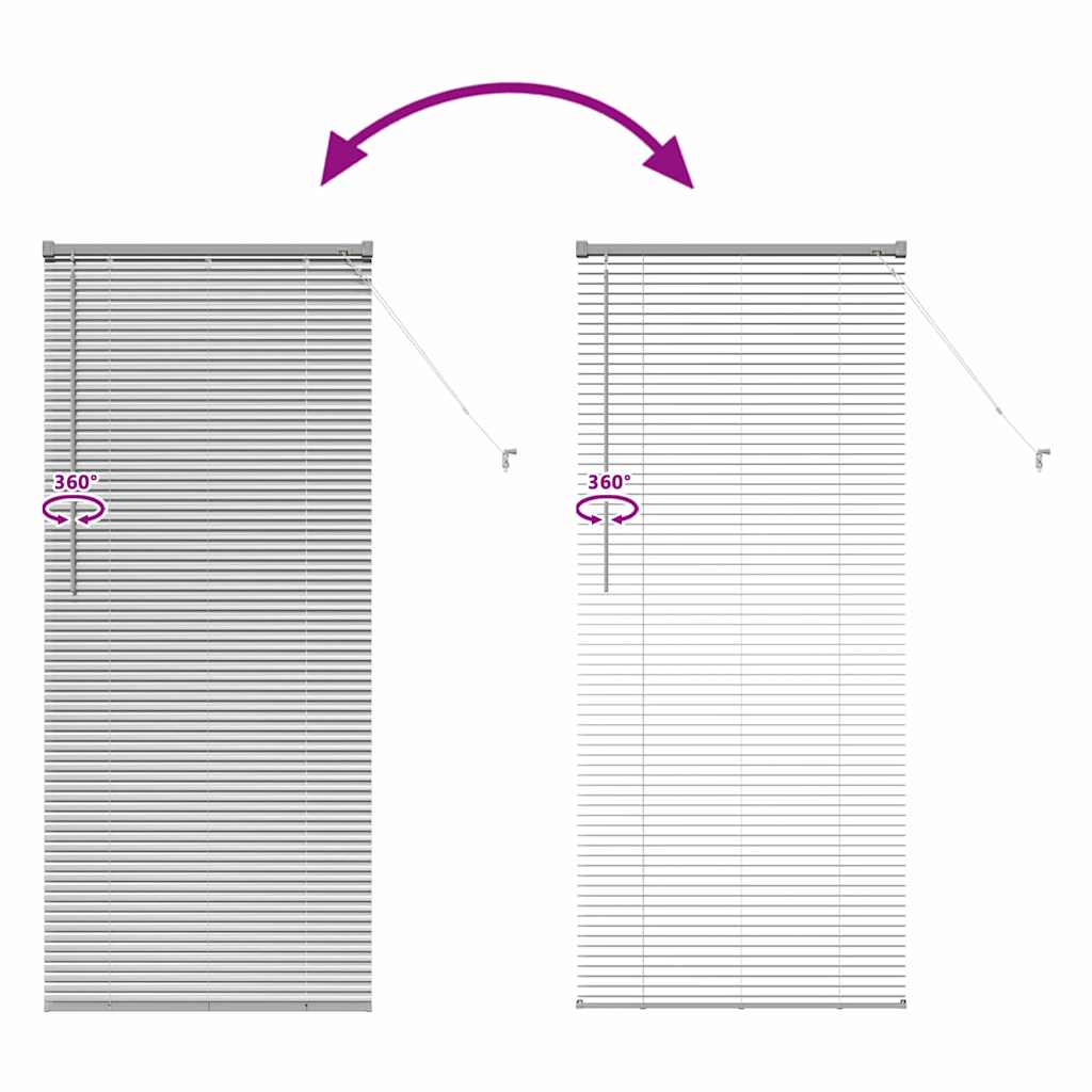 Vindu Persienne med gardiner sølv Aluminium