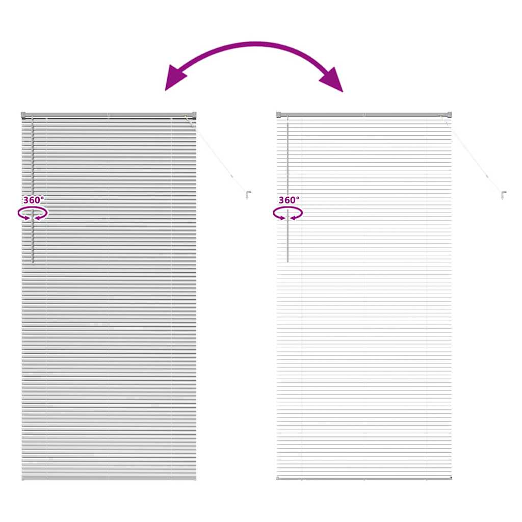 Vindu Persienne med gardiner sølv Aluminium