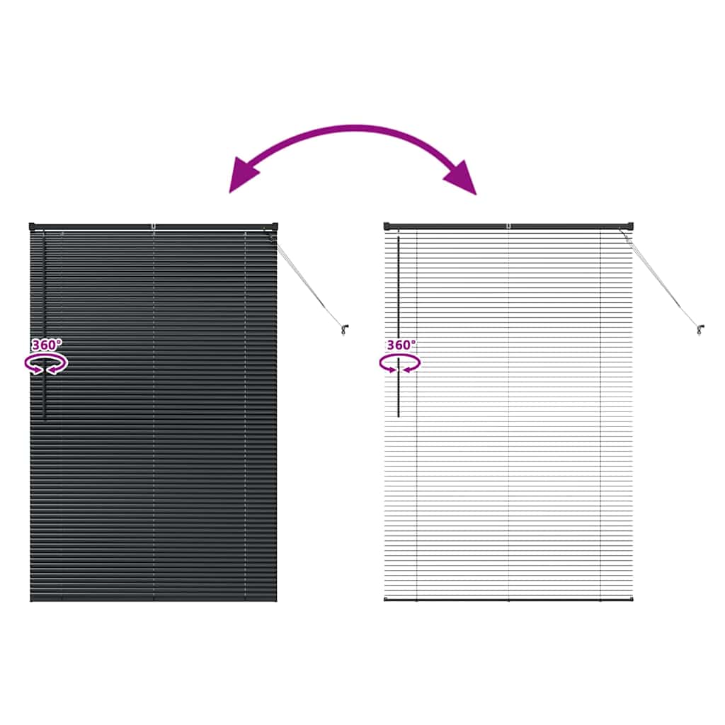 Vindu Persienne med gardiner Svart Aluminium