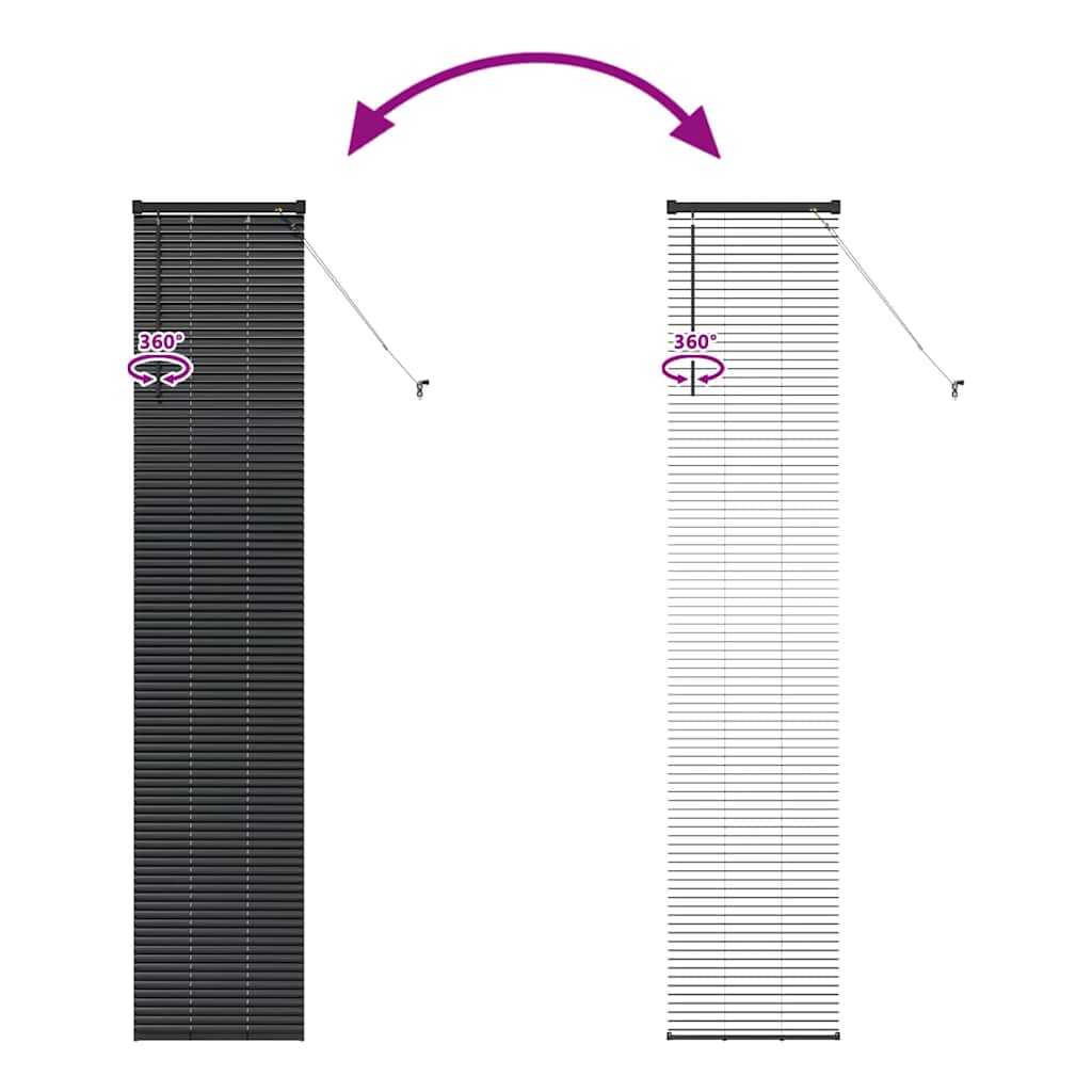 Vindu Persienne med gardiner Svart Aluminium