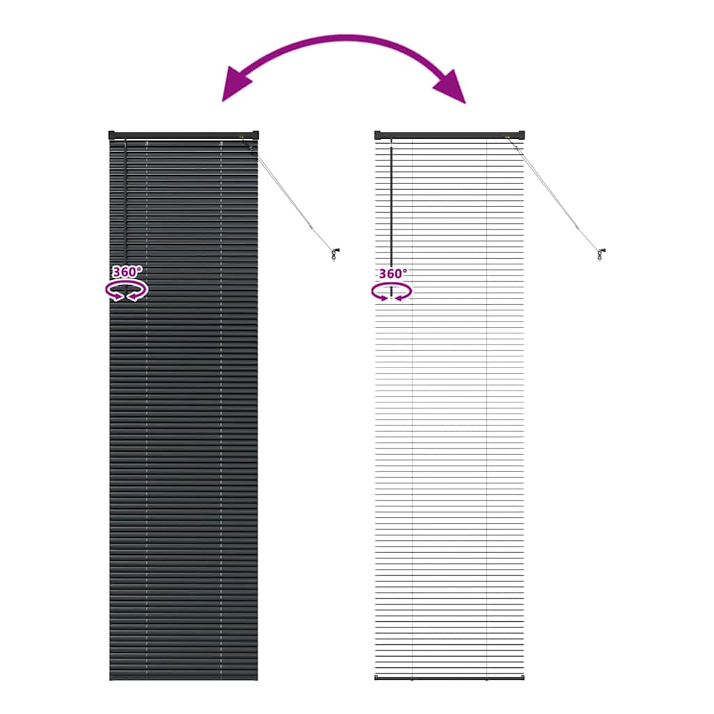 Vindu Persienne med gardiner Svart Aluminium