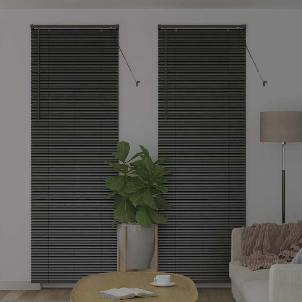 Vindu Persienne med gardiner Svart Aluminium