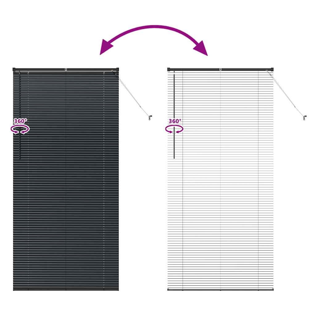 Vindu Persienne med gardiner Svart Aluminium