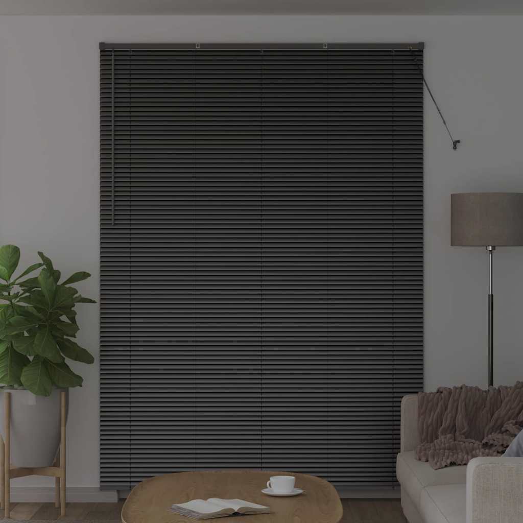 Vindu Persienne med gardiner Svart Aluminium