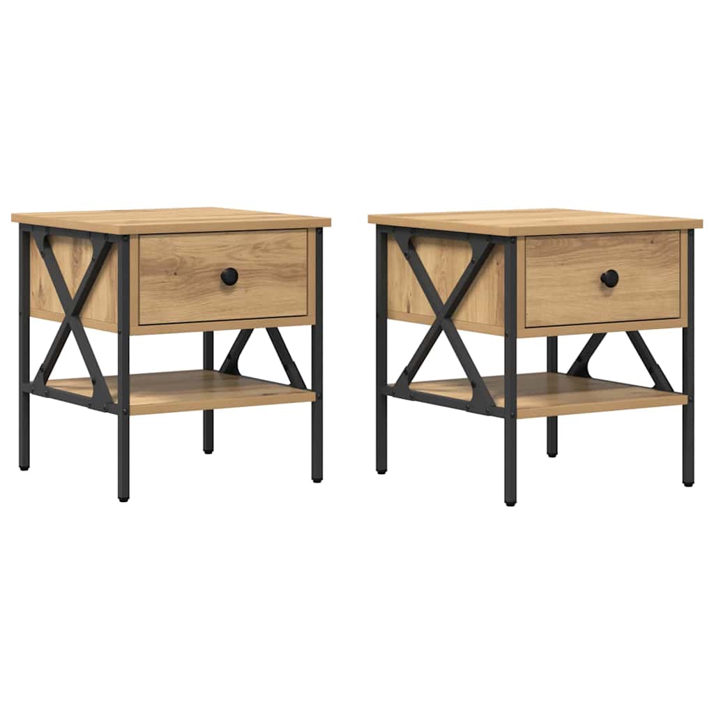 Nattbord med skuff 2 pcs artisan eik 40 x 42 x 45 cm