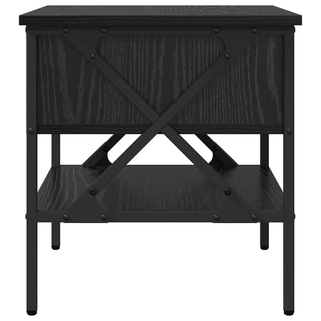 Nattbord 2 pcs Svart eik 40 x 42 x 45 cm Ingeniørtre og metall