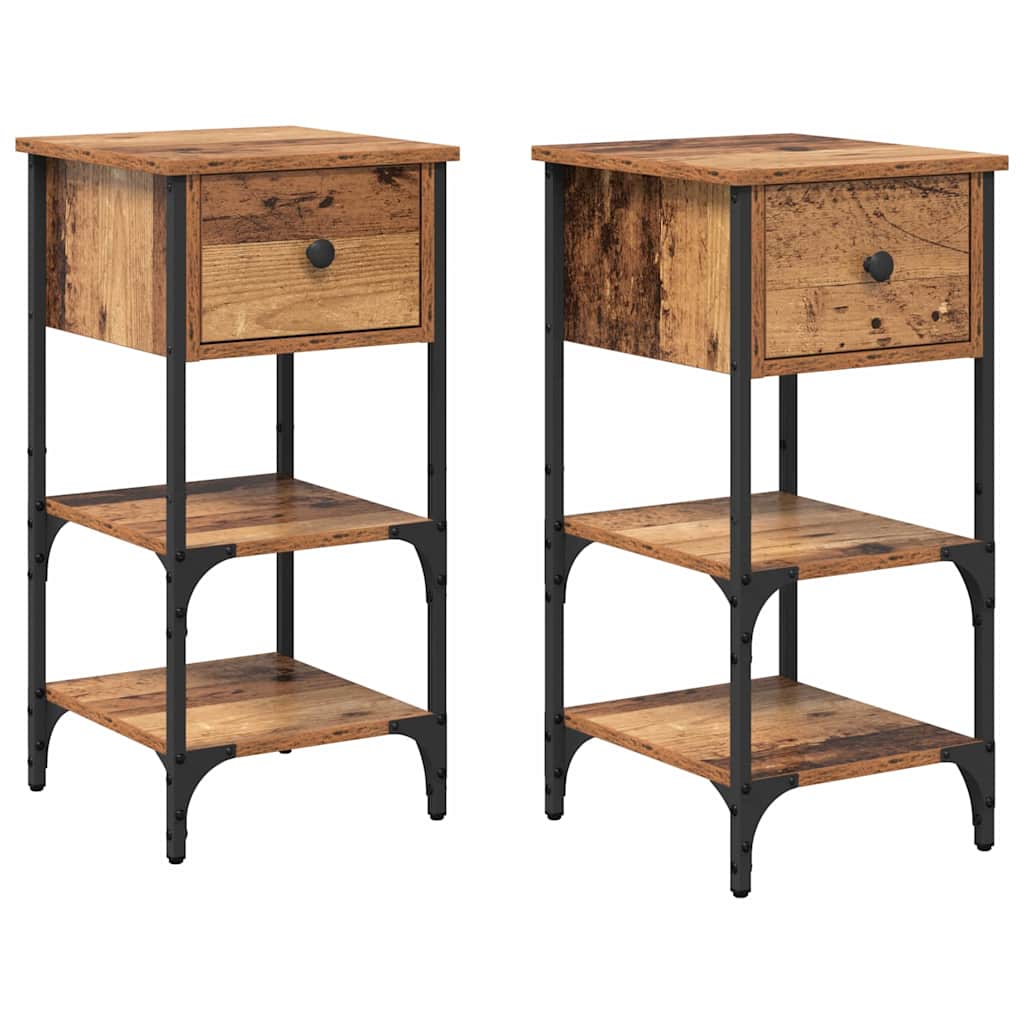 Nattbordskap 2 pcs Brun 33,5 x 36 x 70 cm Konstruert tre