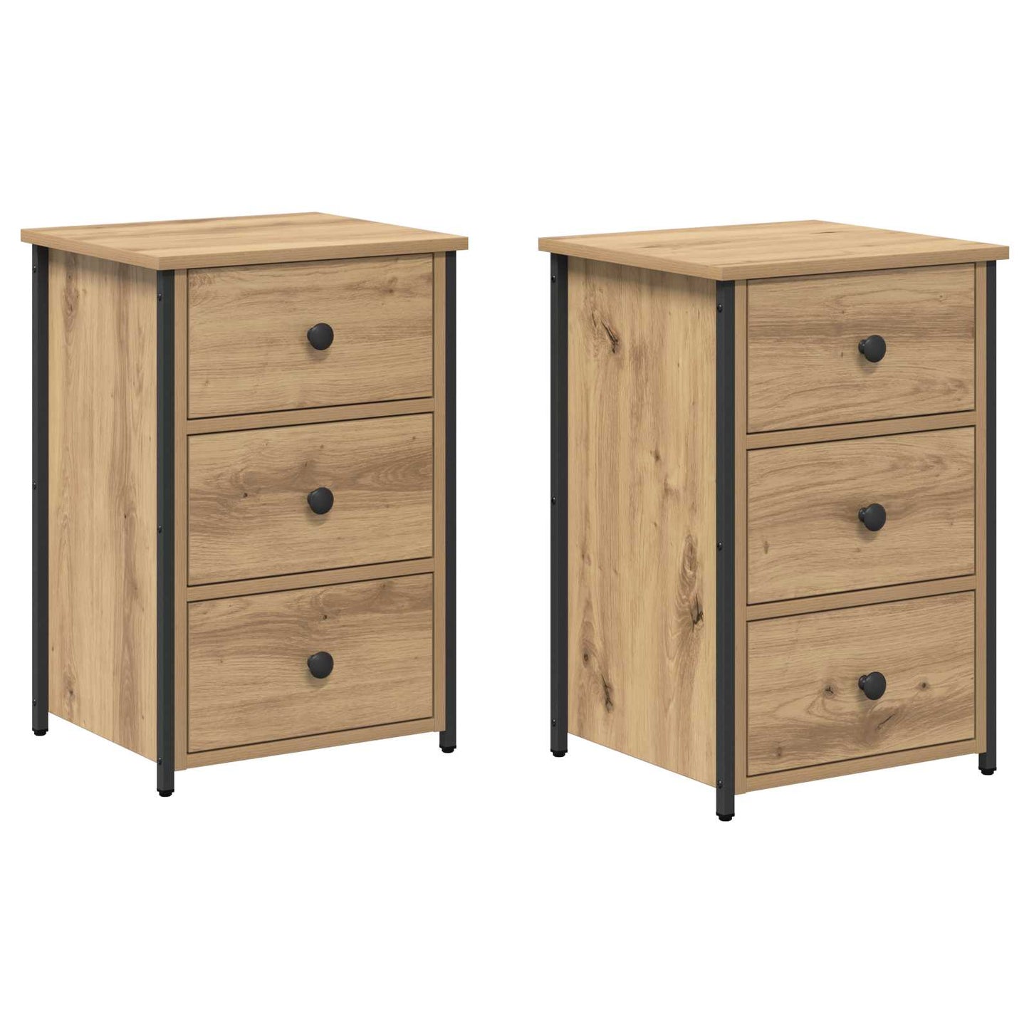 Nattbordskap 2 pcs Brun 40 x 36 x 60 cm Massiv Reclaim Tre