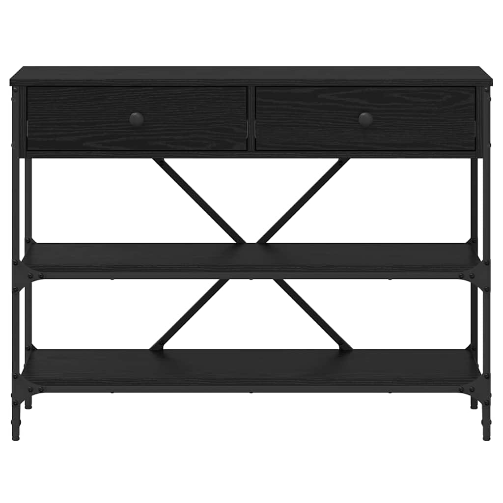 Konsollbord med skuff Svart Eik 100 x 34,5 x 75 cm tre