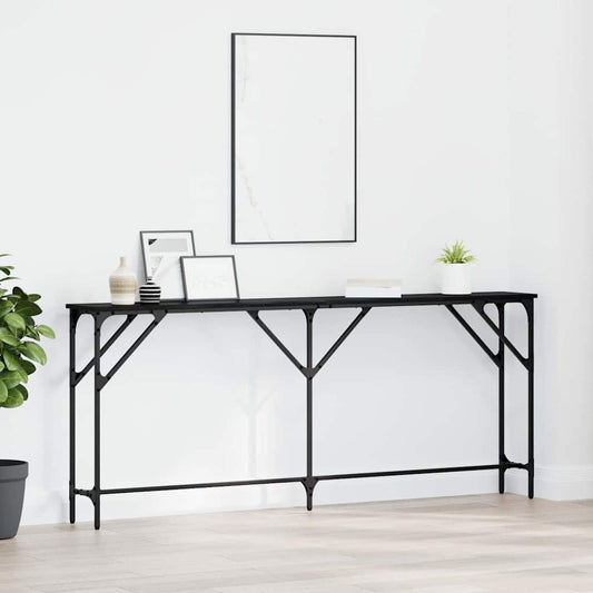 Konsollbord Svart eik 180 x 23 x 75 cm Ingeniørtre og metall