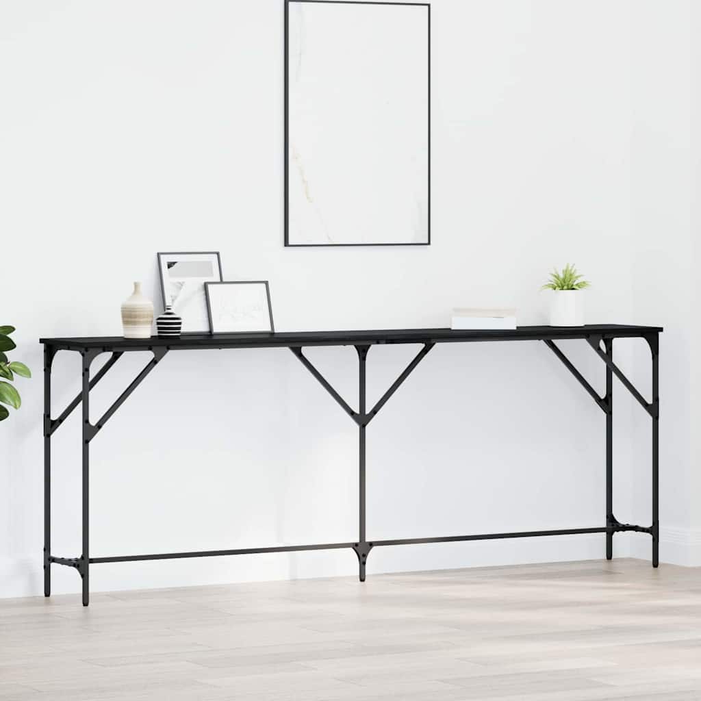 Konsollbord Svart eik 200 x 29 x 75 cm Ingeniørtre og metall