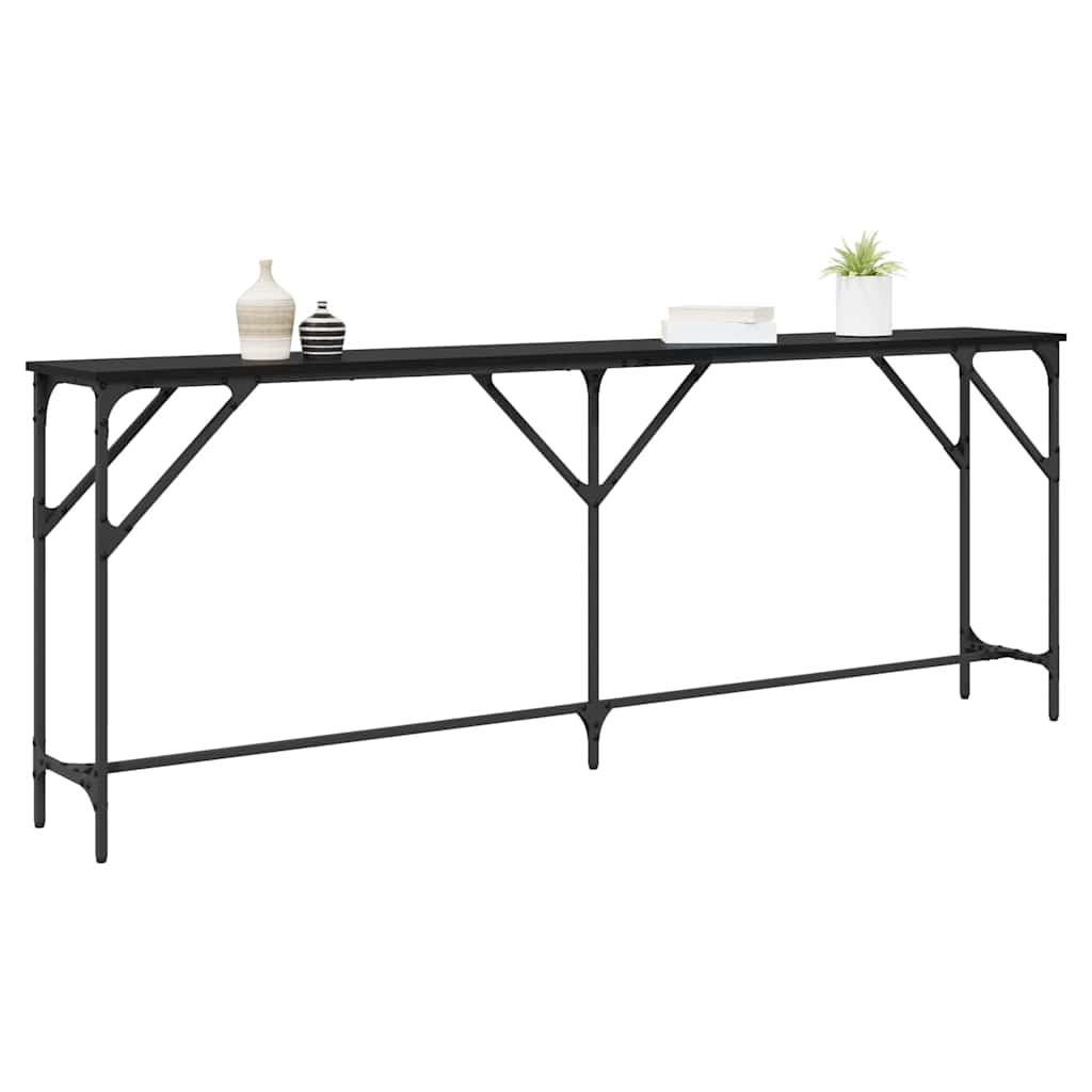 Konsollbord Svart eik 200 x 29 x 75 cm Ingeniørtre og metall