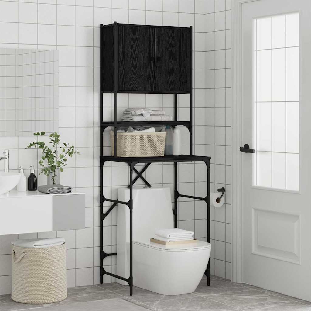 Vaskemaskinskap Svart 0ak 68 x 48,5 x 194 cm Konstruert tre