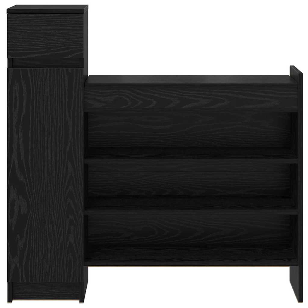 Sko Skap med skuff Svart Eik 100,5 x 28 x 100 cm Konstruert tre