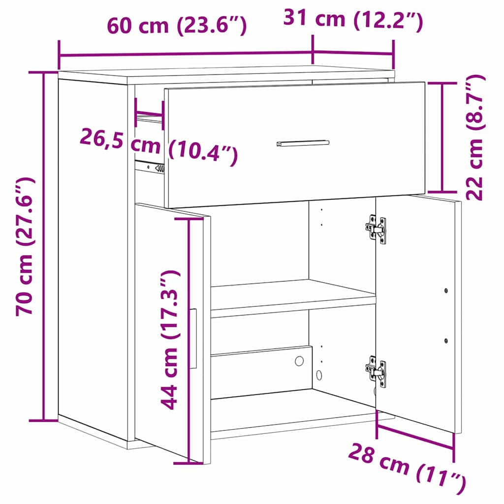 Serviesskap Artisan Eik 60 x 31 x 70 cm Konstruert tre