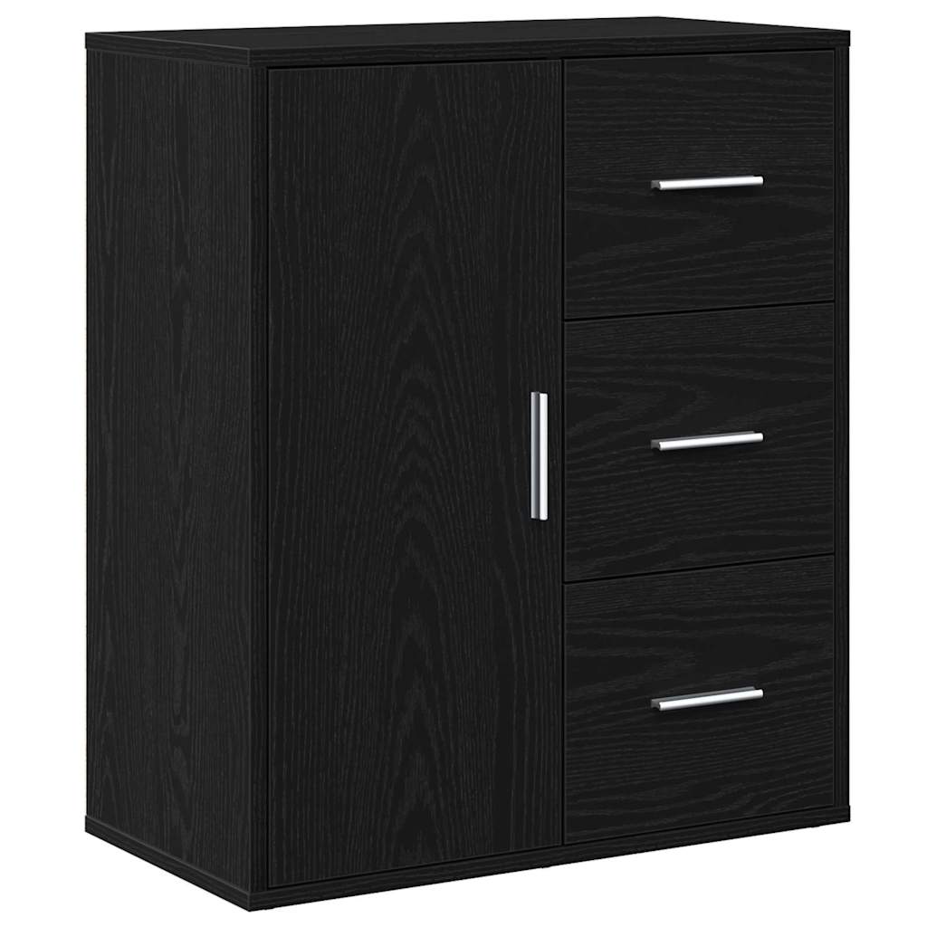 Serviesskap med skuff Svart Eik 60 x 31 x 70 cm Konstruert tre