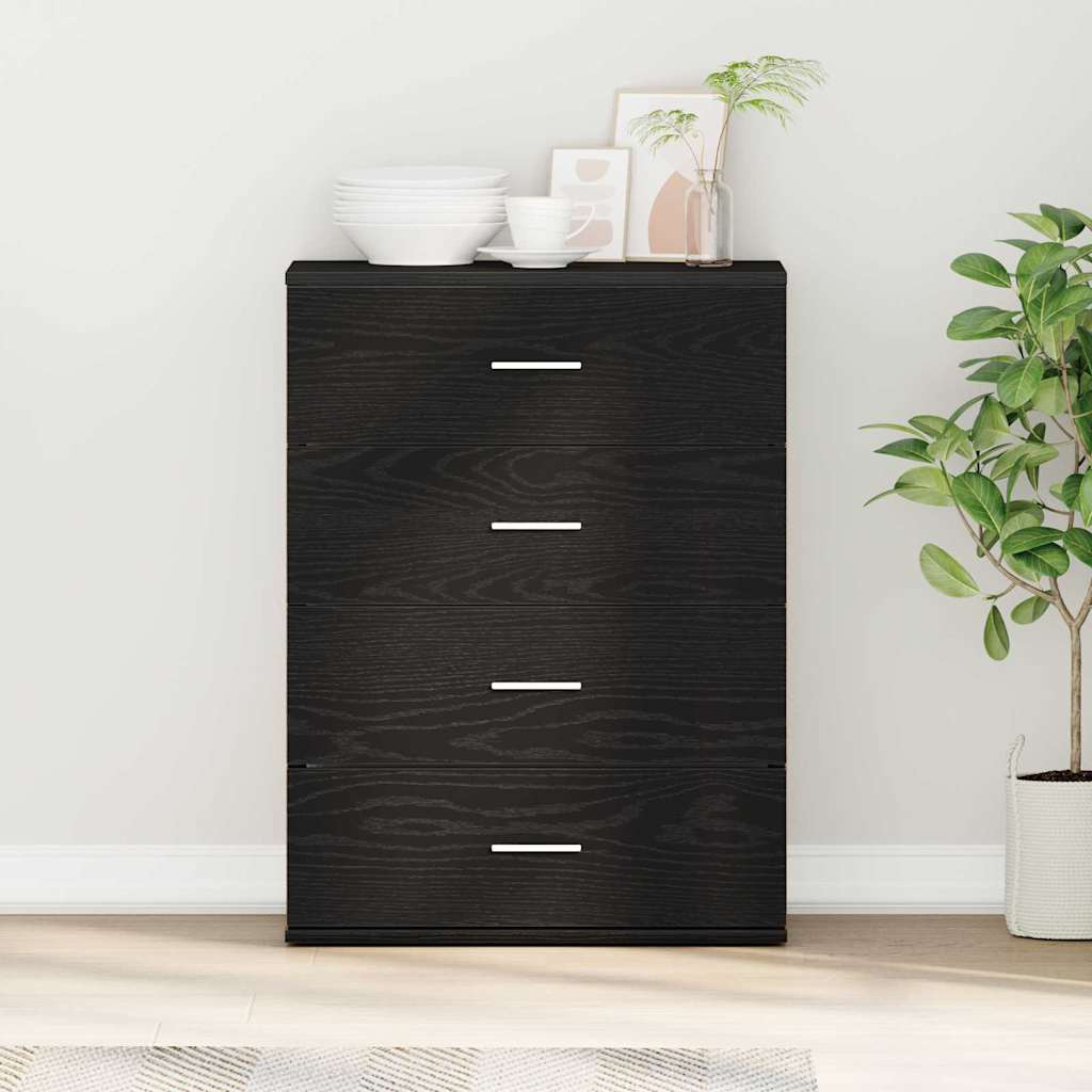 Serviesskap med skuff Svart Eik 60 x 39 x 80 cm Konstruert tre