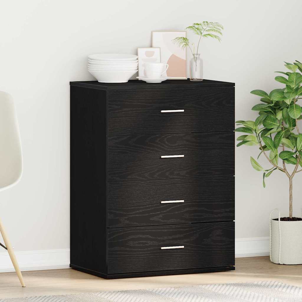 Serviesskap med skuff Svart Eik 60 x 39 x 80 cm Konstruert tre